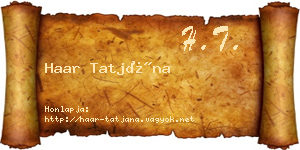 Haar Tatjána névjegykártya